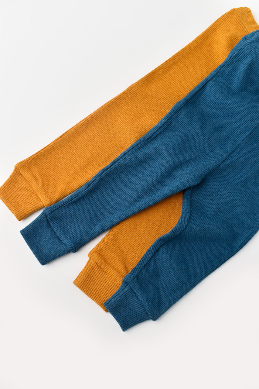 Set 2 pantaloni bebe unisex din bumbac organic si modal - Bleumarin/Sofran, Baby Cosy