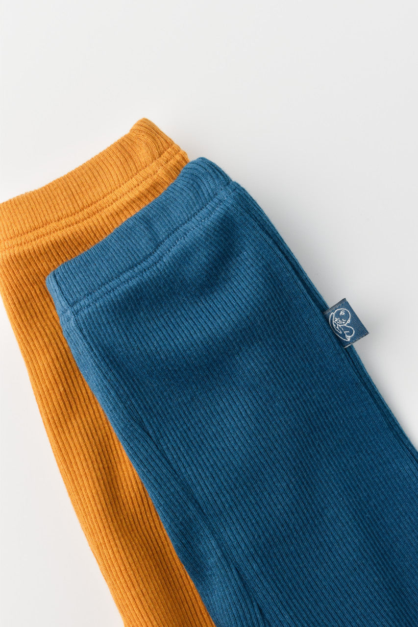Set 2 pantaloni bebe unisex din bumbac organic si modal - Bleumarin/Sofran, Baby Cosy