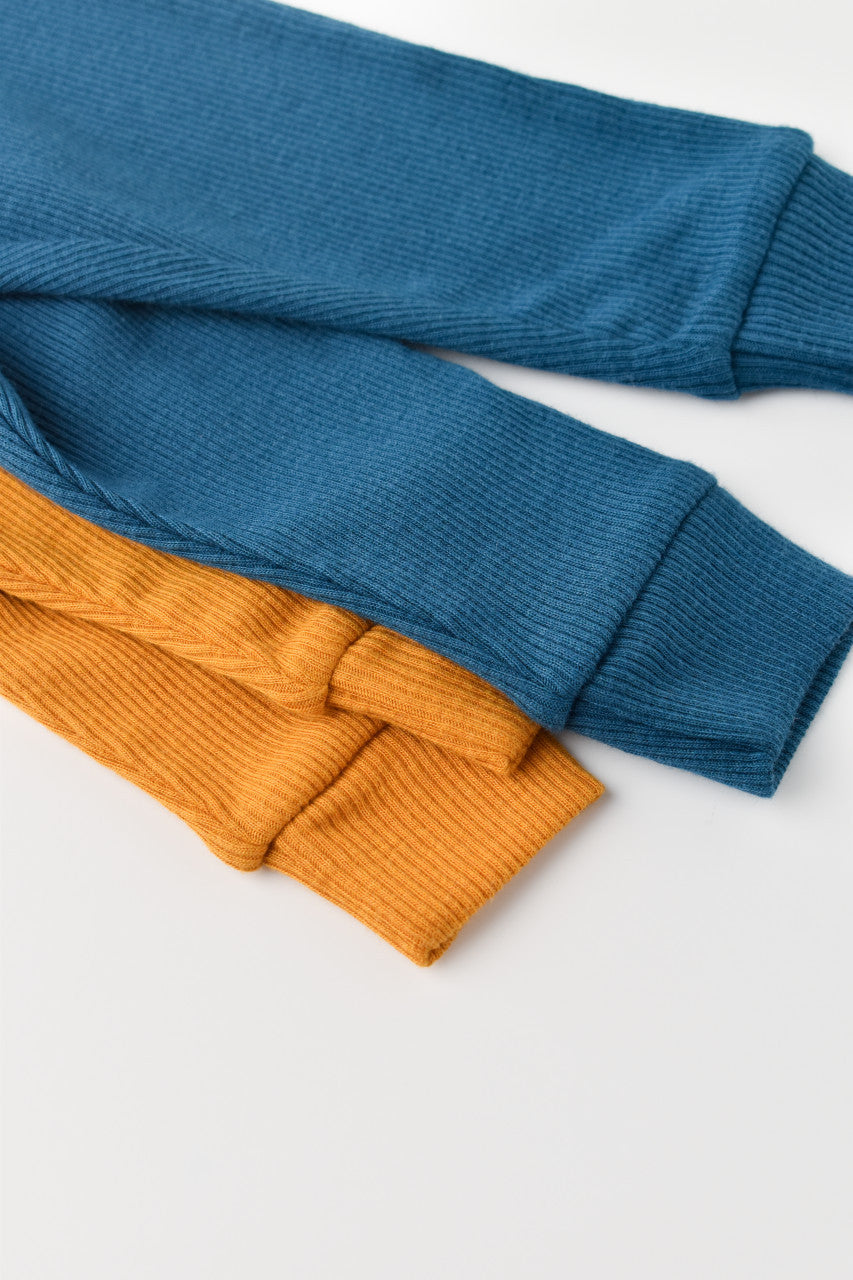 Set 2 pantaloni bebe unisex din bumbac organic si modal - Bleumarin/Sofran, Baby Cosy