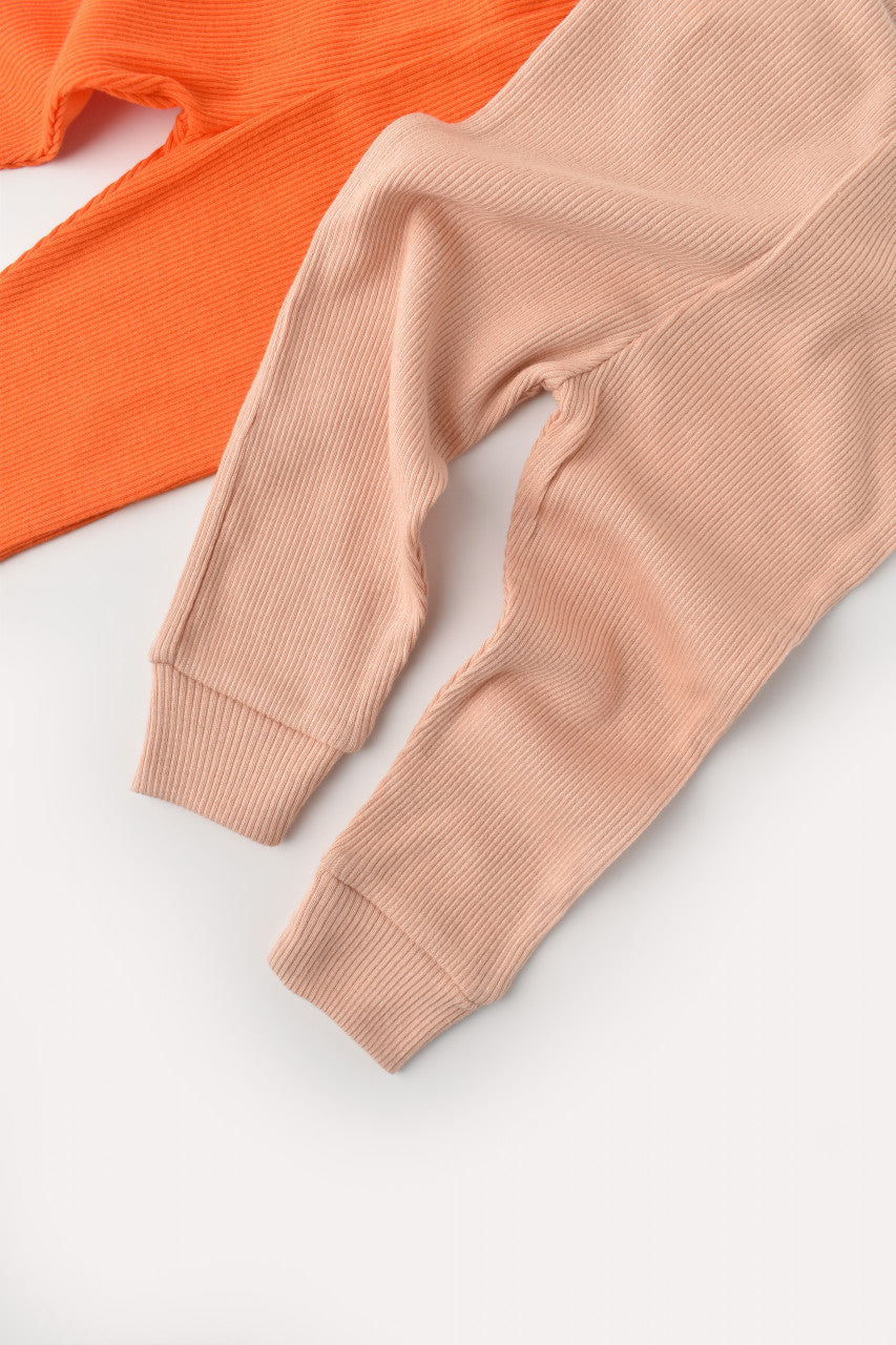 Set 2 pantaloni bebe unisex din bumbac organic si modal - Rodie/Piersica, Baby Cosy