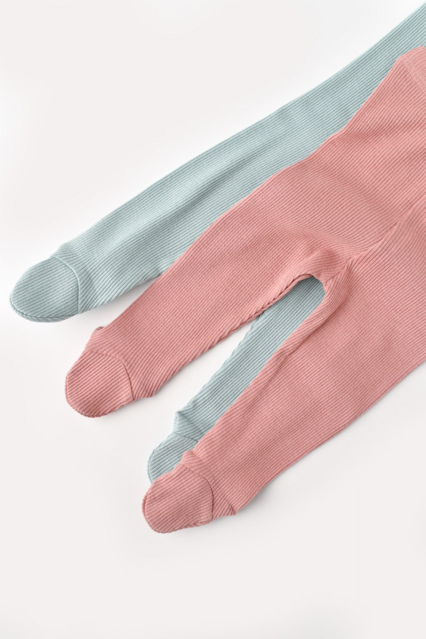 Set 2 pantaloni cu botosei bebe unisex din bumbac organic si modal - Mint/Rose, Baby Cosy