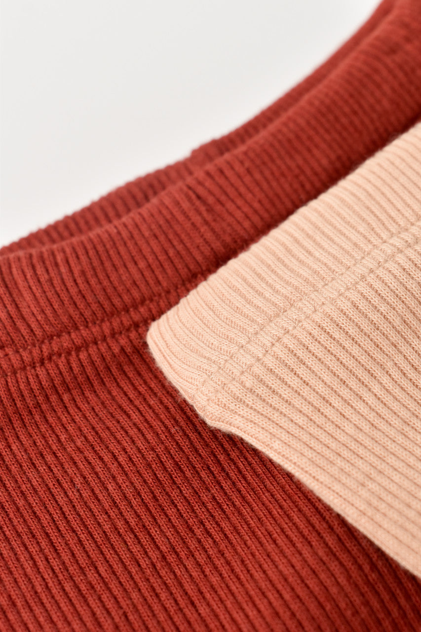 Set 2 pantaloni cu botosei bebe unisex din bumbac organic si modal - Caramiziu/Somon, Baby Cosy