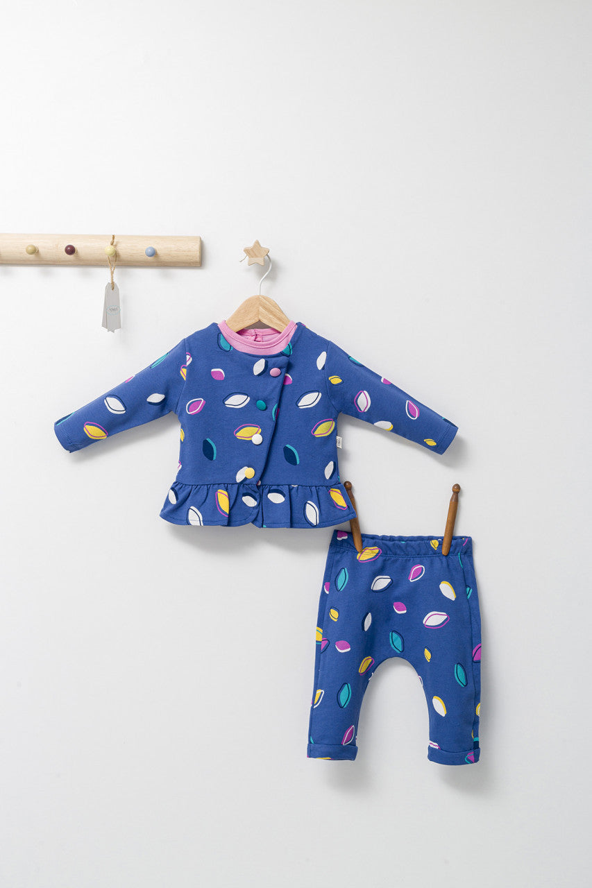 Set 2 piese cu bluzita cu volan si pantalonasi pentru fetite Colorful autum, Tongs baby