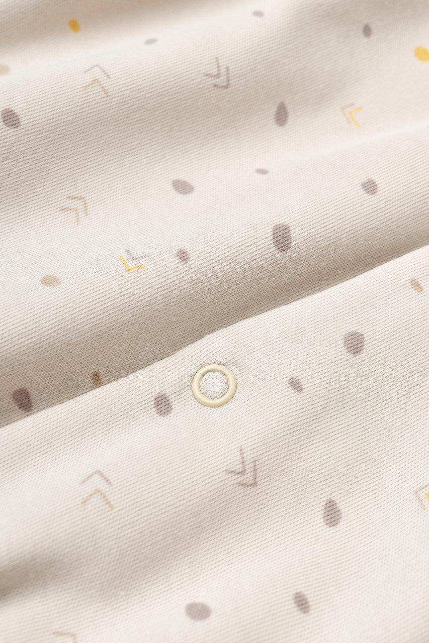 Set 2 salopetele cu maneca lunga si panataloni lungi cu botosei - 100%bumbac organic - Crem cu buline, Baby Cosy