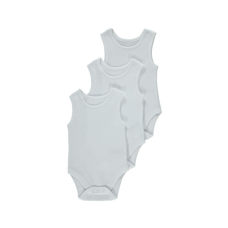 Set 3 body-uri din bumbac albe fara maneca - tip maieu