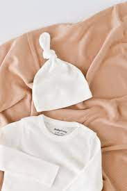 Set 3 piese: bluzita cu maneca lunga, panataloni lungi si caciulita din bumbac organic si modal - Ecru, Baby Cosy