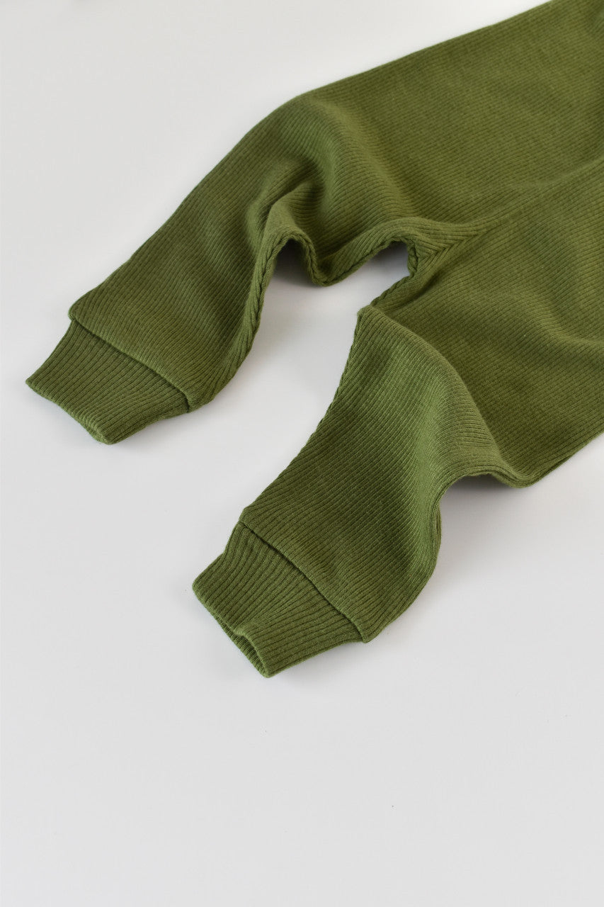 Set 3 piese: body cu maneca lunga, panataloni lungi si caciulita din bumbac organic si modal - Verde, Baby Cosy