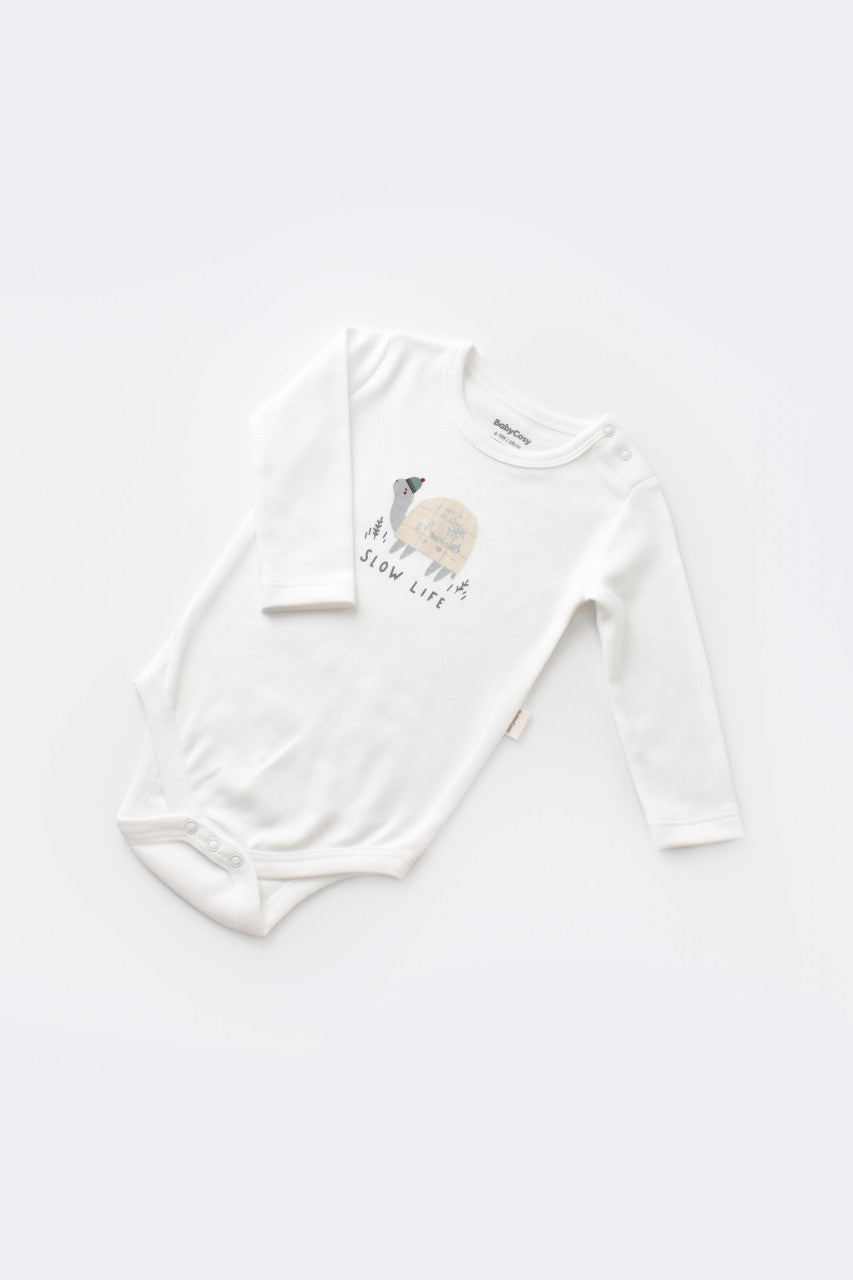 Set 3 piese Broscuta cu body, pantalonasi si vestuta din 80%bumbac organic si 20% poliester - Crem, Baby Cosy