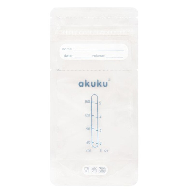 Set 30 pungi sterile pentru stocarea laptelui matern 150 ml Akuku