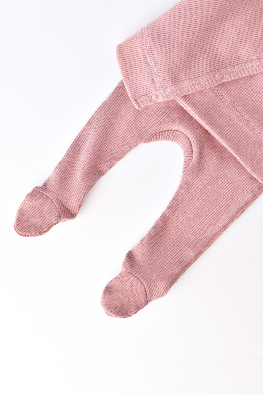 Set 4 piese: bluza, pantaloni, caciulita si manusi din bumbac organic si modal - Rose, Baby Cosy