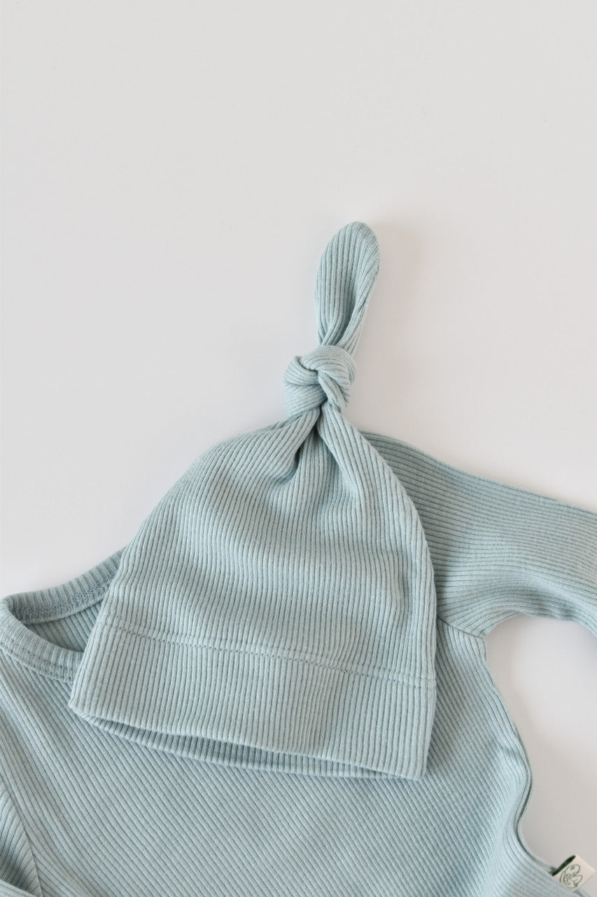 Set 4 piese: bluza, pantaloni, caciulita si manusi din bumbac organic si modal - Mint, Baby Cosy