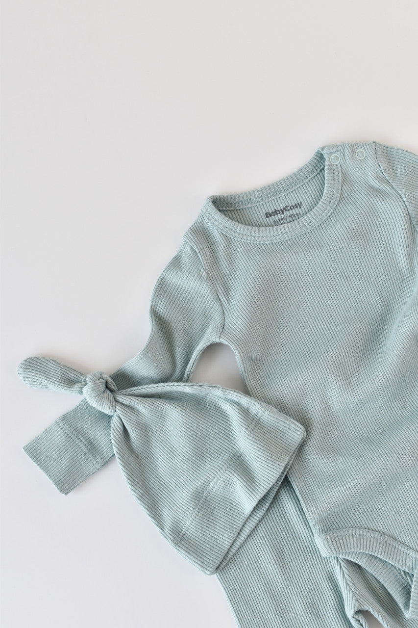 Set 4 piese: bluza, pantaloni, caciulita si manusi din bumbac organic si modal - Mint, Baby Cosy