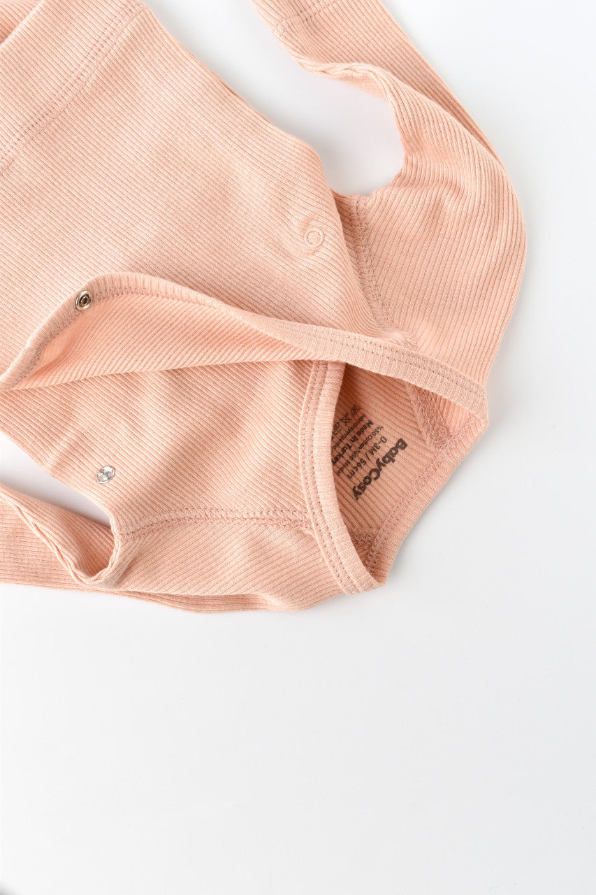 Set 4 piese: bluza, pantaloni, caciulita si manusi din bumbac organic si modal - Piersica, Baby Cosy