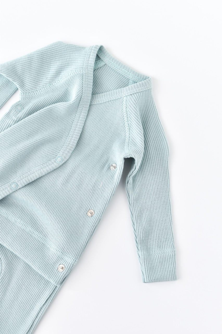 Set 4 piese: bluza, pantaloni, caciulita si manusi din bumbac organic si modal - Mint, Baby Cosy