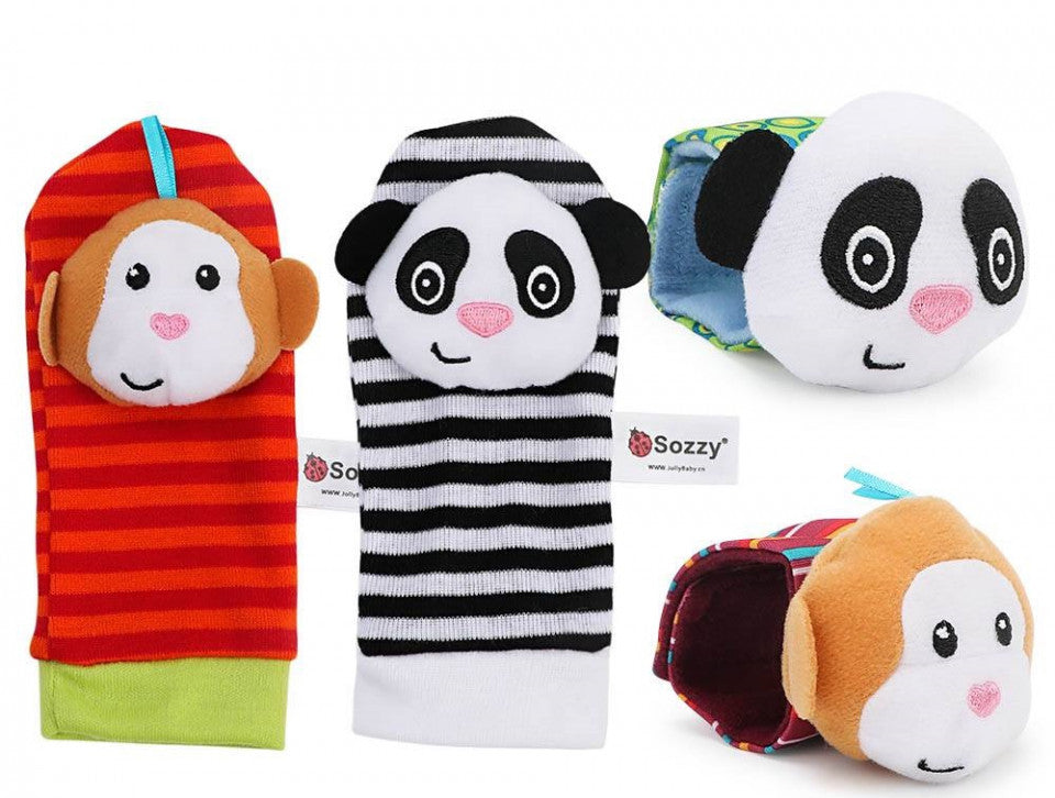 Set 4 zornaitori, pentru bebelusi, bratari si sosetute - model 2