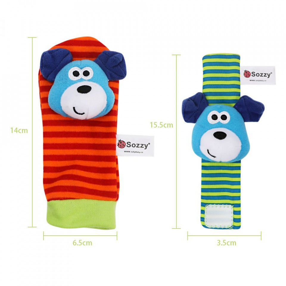 Set 4 zornaitori, pentru bebelusi, bratari si sosetute - model 3