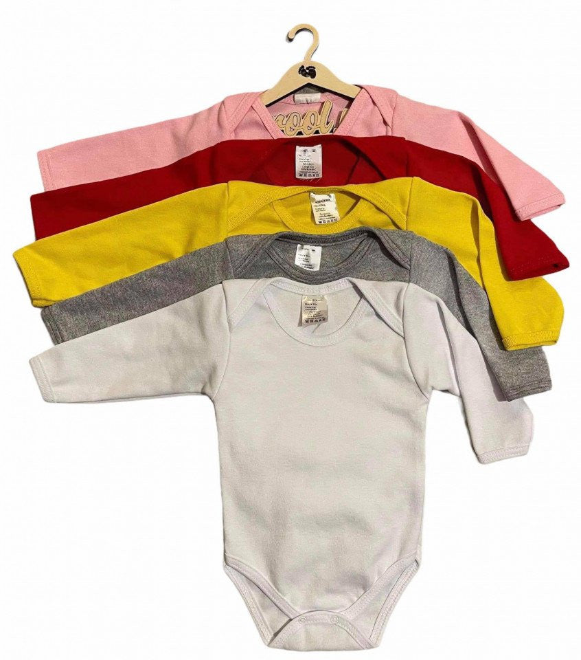 Set 5 body-uri din bumbac cu maneca lunga color mix 1