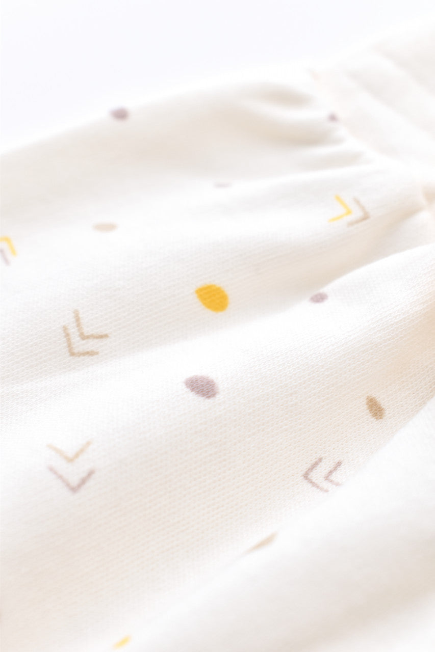 Set bluzita cu maneca lunga si panataloni lungi - bumbac organic 100% - Ecru cu buline, Baby Cosy
