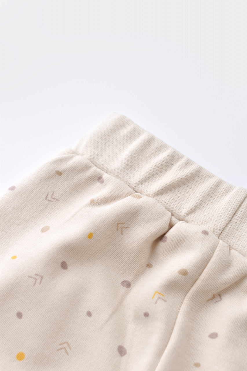 Set bluzita cu maneca lunga si panataloni lungi - bumbac organic 100% - Crem cu buline, Baby Cosy