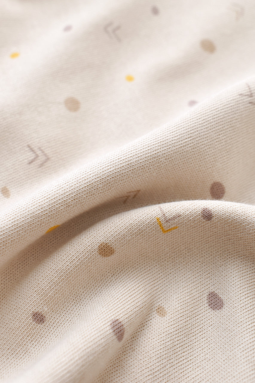 Set bluzita cu maneca lunga si panataloni lungi - bumbac organic 100% - Crem cu buline, Baby Cosy