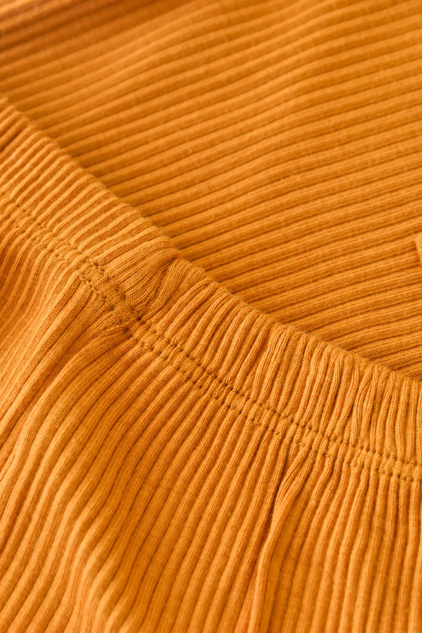 Set bluzita cu maneca lunga si panataloni lungi din bumbac organic si modal - Mustar