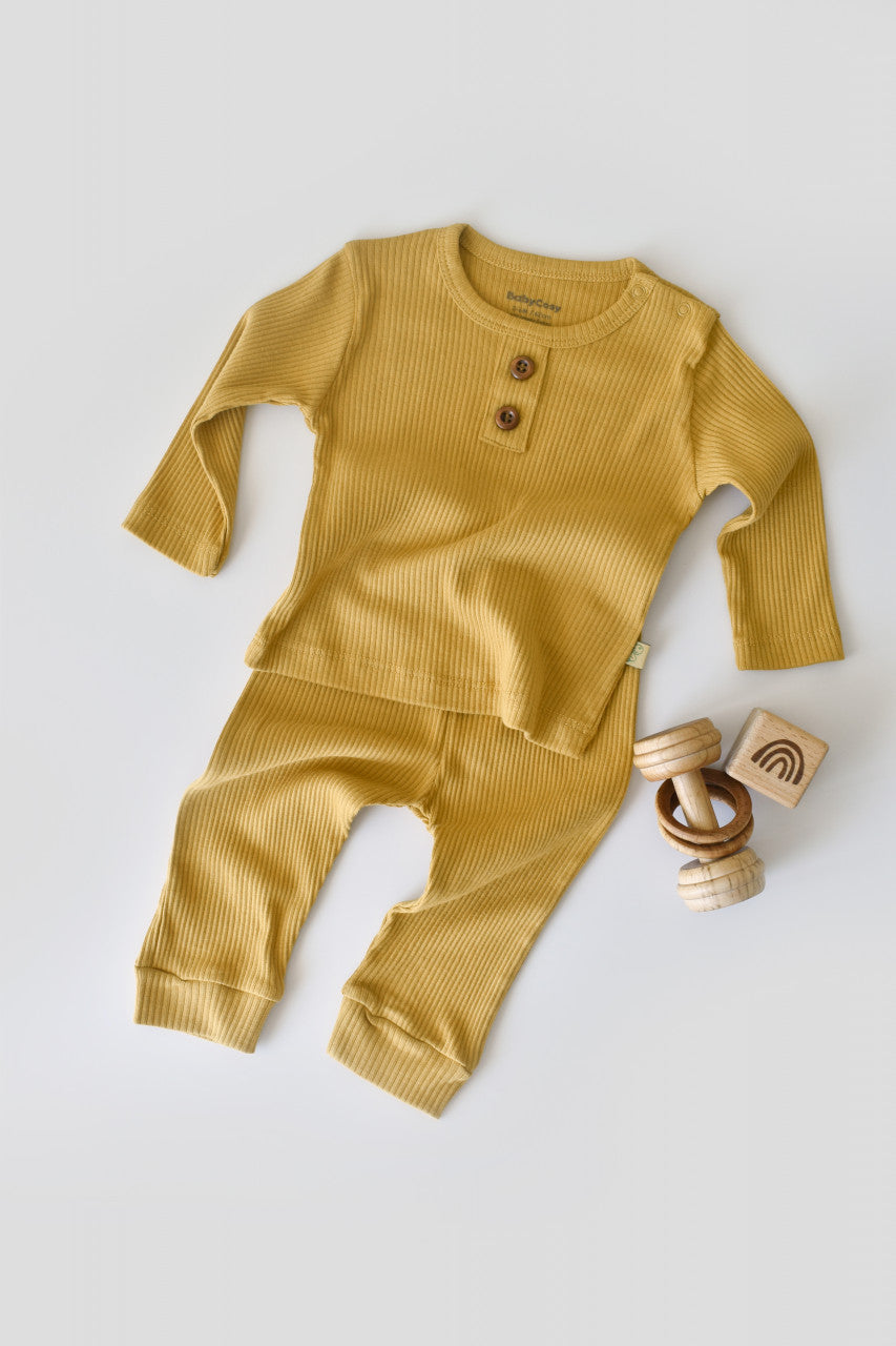 Set bluzita cu maneca lunga si panataloni lungi din bumbac organic si modal - Sofran