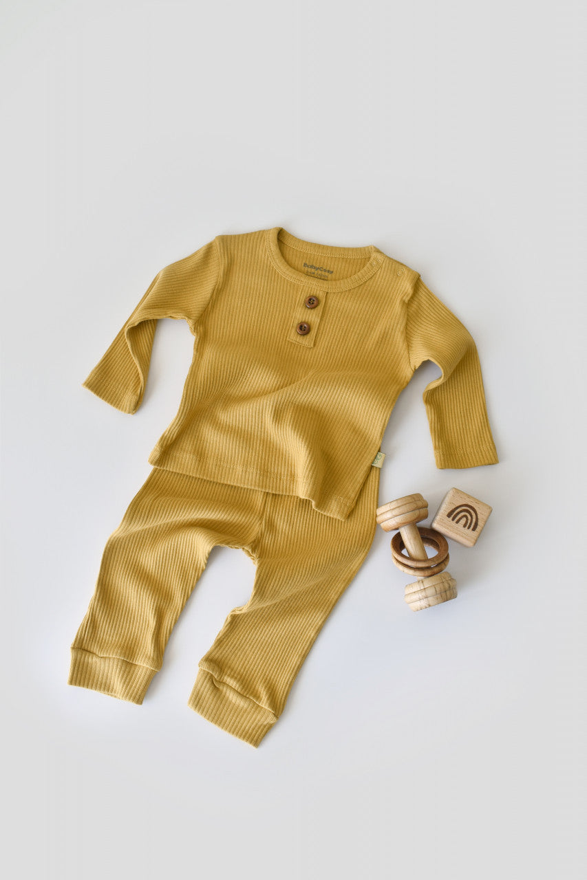 Set bluzita cu maneca lunga si panataloni lungi din bumbac organic si modal - Sofran