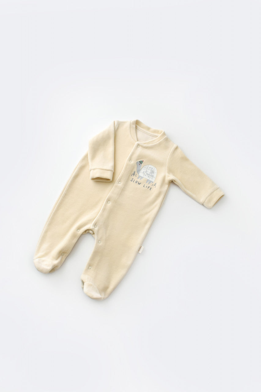 Set Broscuta cu salopeta si body din 80%bumbac organic si 20% poliester - Crem, Baby Cosy