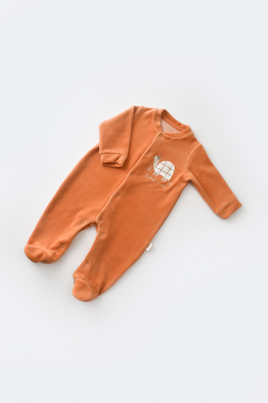 Set Broscuta cu salopeta si body din 80%bumbac organic si 20% poliester - Portocaliu, Baby Cosy