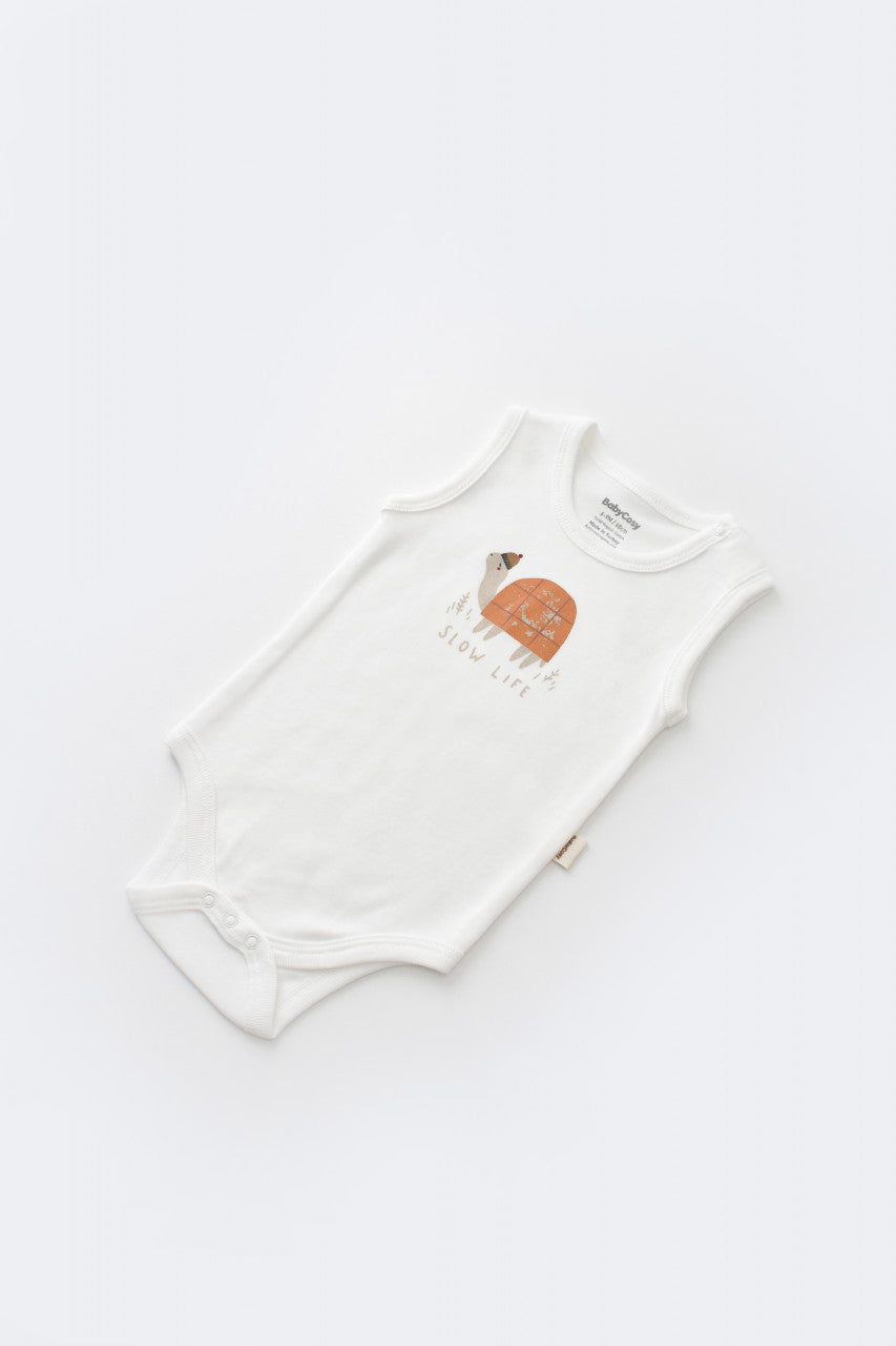 Set Broscuta cu salopeta si body din 80%bumbac organic si 20% poliester - Portocaliu, Baby Cosy