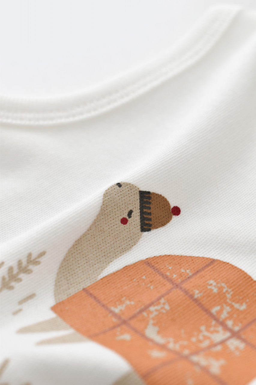 Set Broscuta cu salopeta si body din 80%bumbac organic si 20% poliester - Portocaliu, Baby Cosy