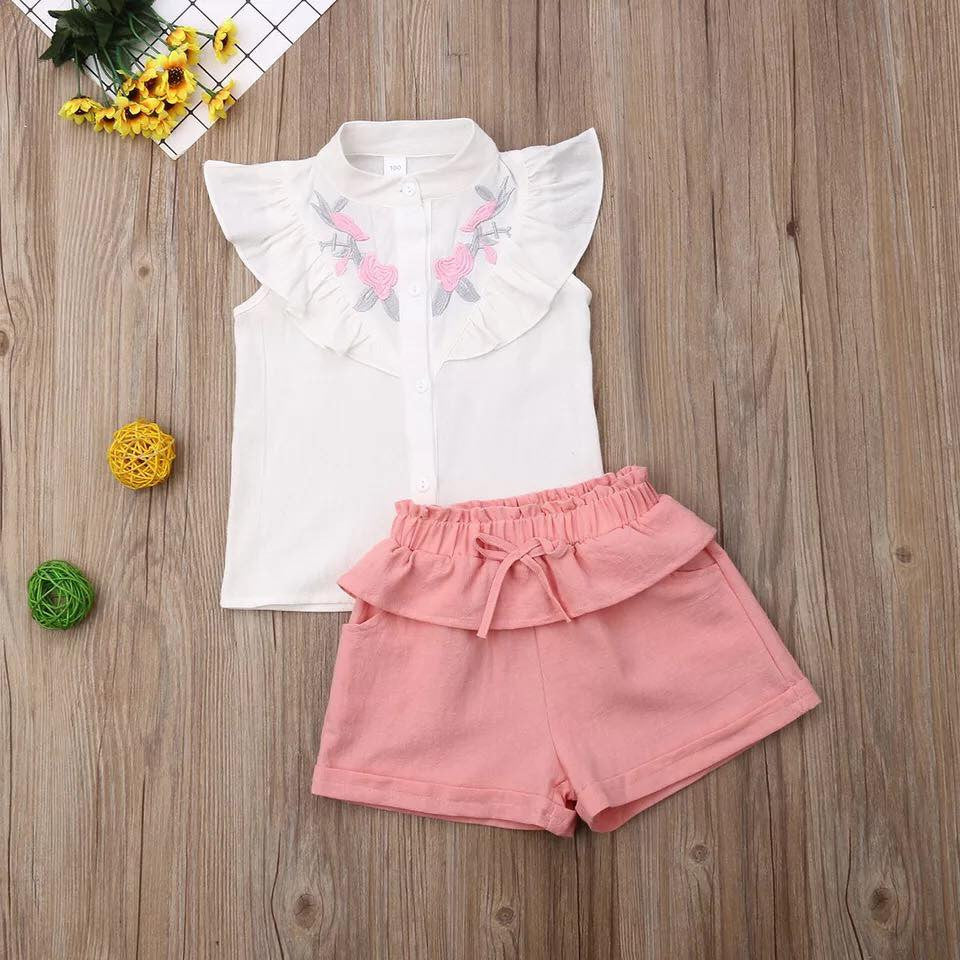 Set camasuta si pantaloni cu broderie