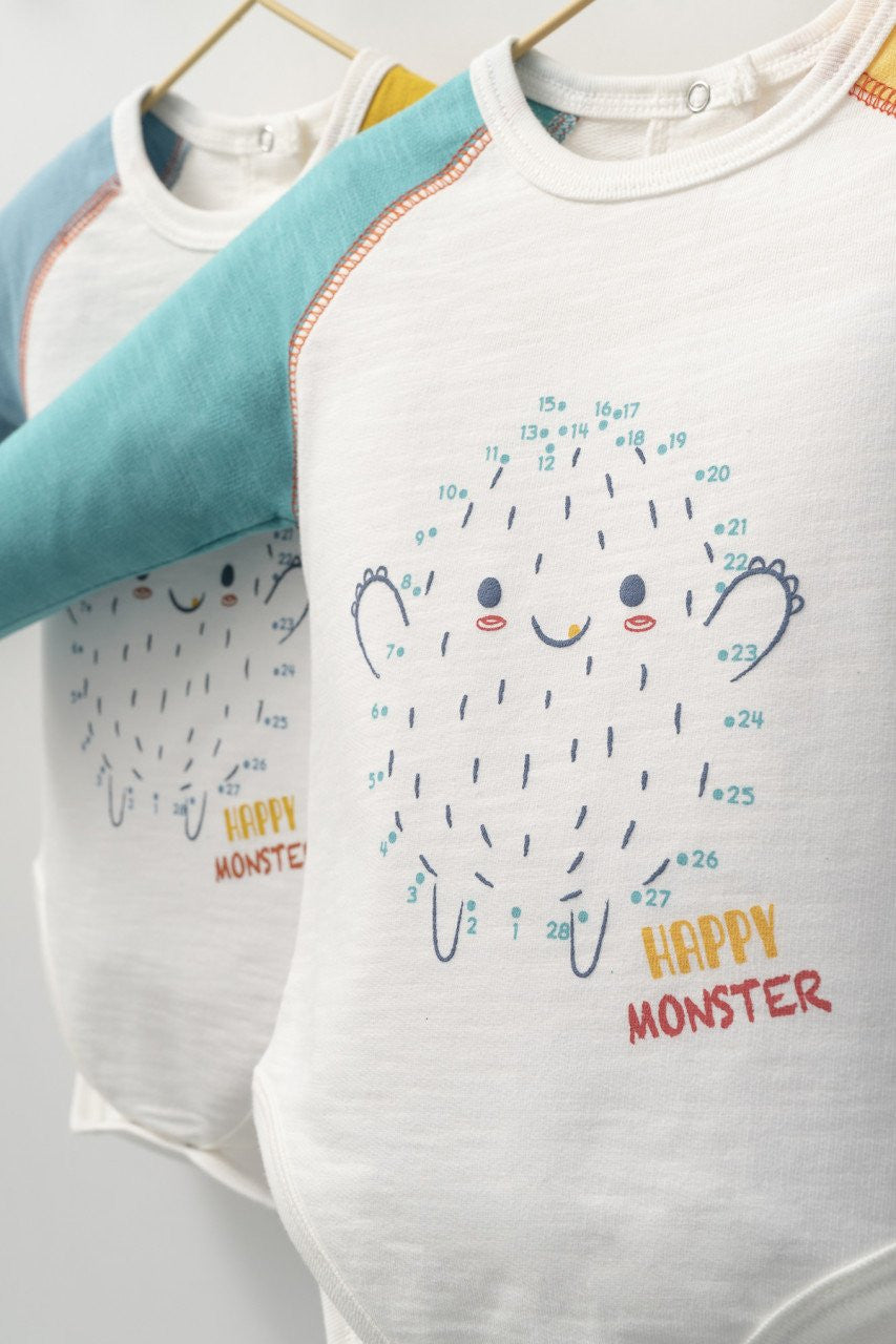 Set cu pantalonasi si body cu maneca lunga pentru bebelusi Monster, Tongs baby