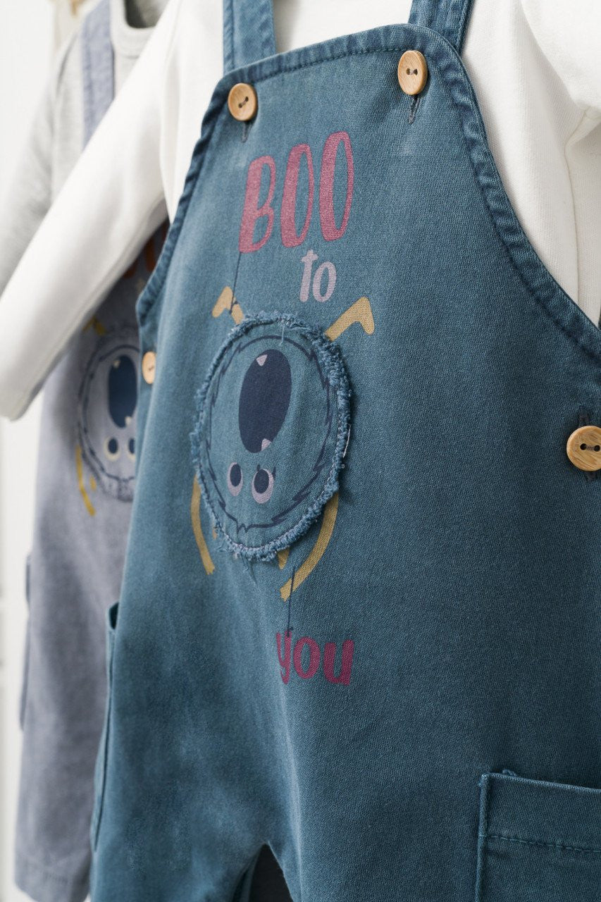 Set cu salopeta si bluzita pentru bebelusi Monster, Tongs baby