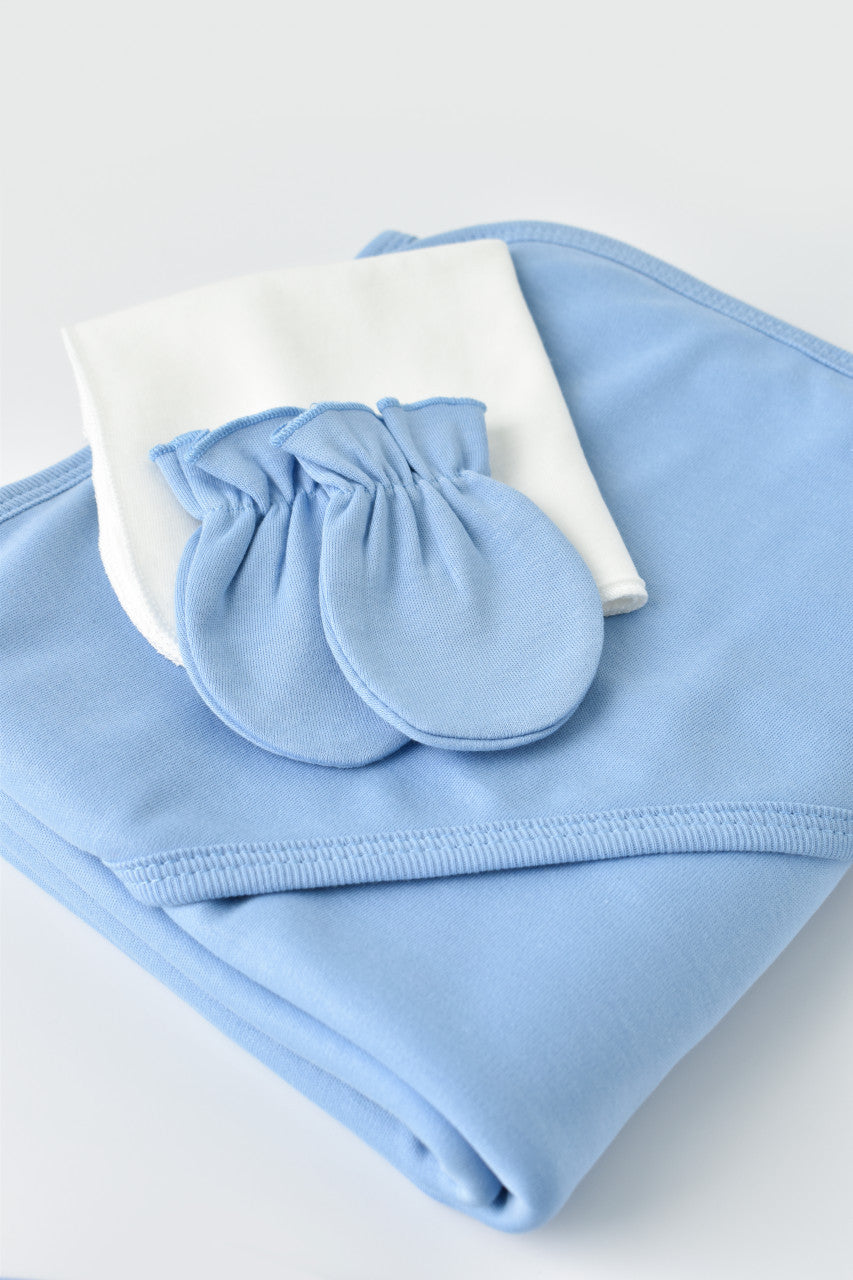Set de 10 piese pentru nou nascut - 100% bumbac organic - Bleu, Baby Cosy