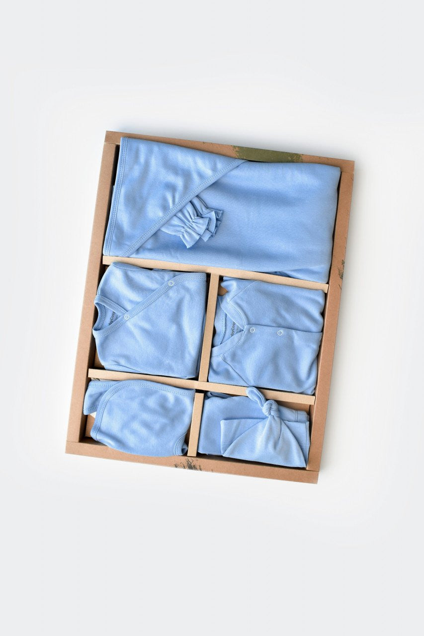 Set de 10 piese pentru nou nascut - 100% bumbac organic - Bleu, Baby Cosy