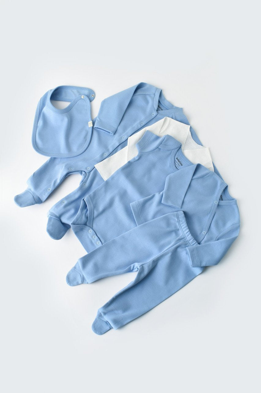 Set de 10 piese pentru nou nascut - 100% bumbac organic - Bleu, Baby Cosy