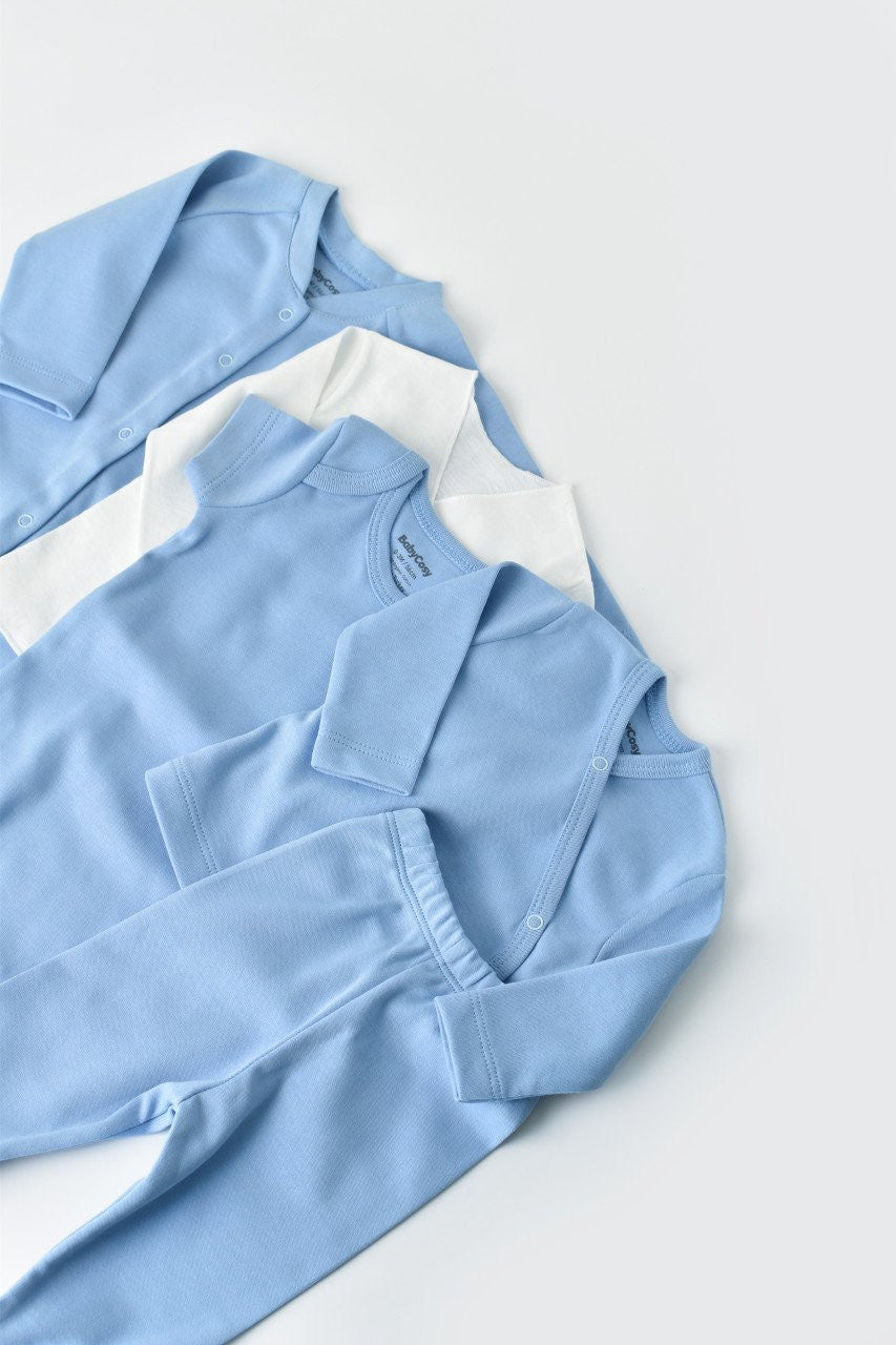 Set de 10 piese pentru nou nascut - 100% bumbac organic - Bleu, Baby Cosy