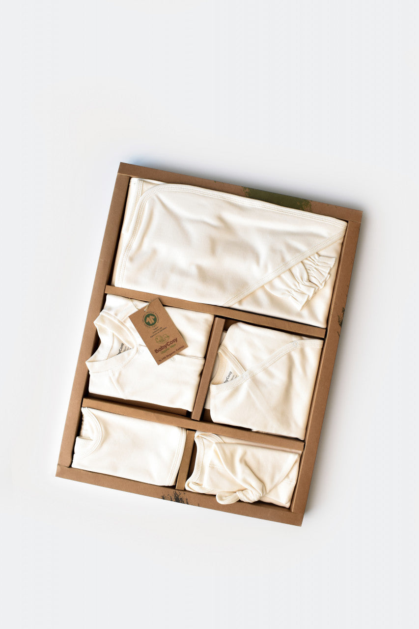 Set de 10 piese pentru nou nascut - 100% bumbac organic - Ecru, Baby Cosy
