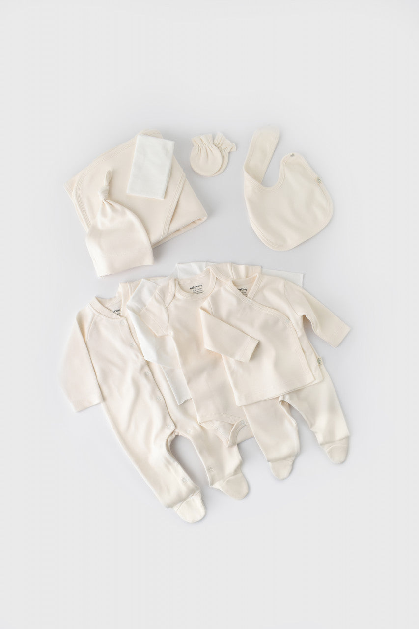 Set de 10 piese pentru nou nascut - 100% bumbac organic - Ecru, Baby Cosy
