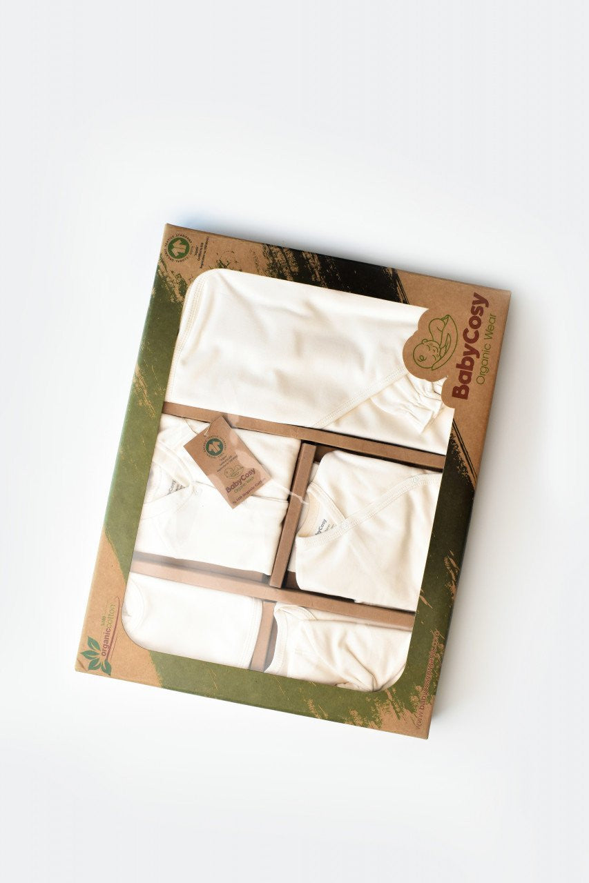 Set de 10 piese pentru nou nascut - 100% bumbac organic - Ecru, Baby Cosy