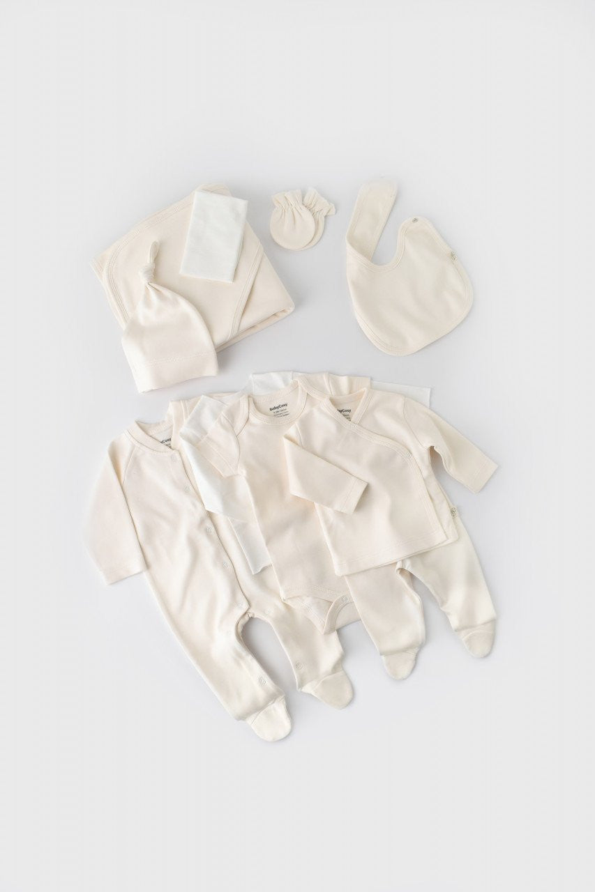 Set de 10 piese pentru nou nascut - 100% bumbac organic - Ecru, Baby Cosy