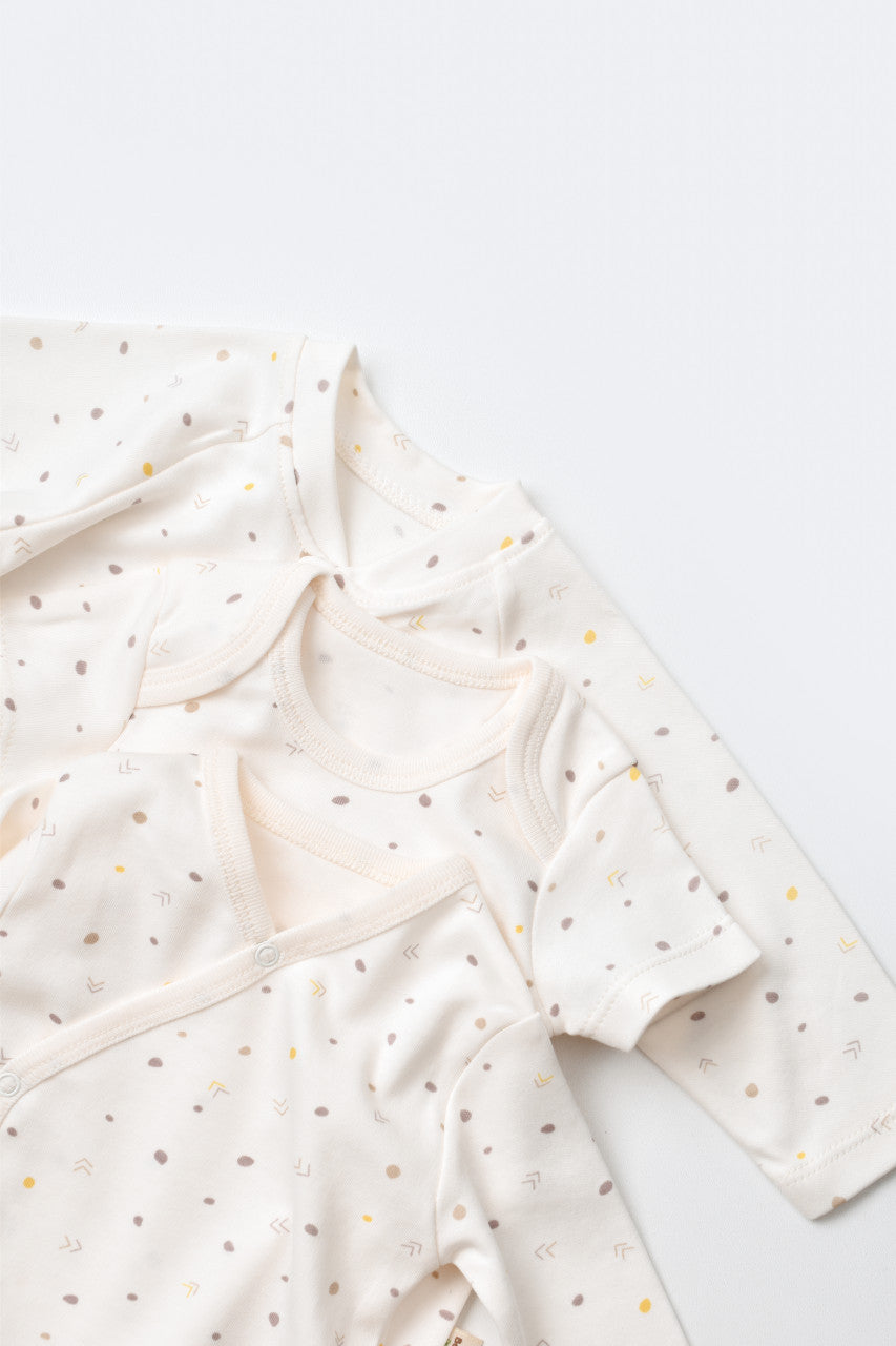 Set de 10 piese pentru nou nascut - 100% bumbac organic - Ecru cu buline, Baby Cosy