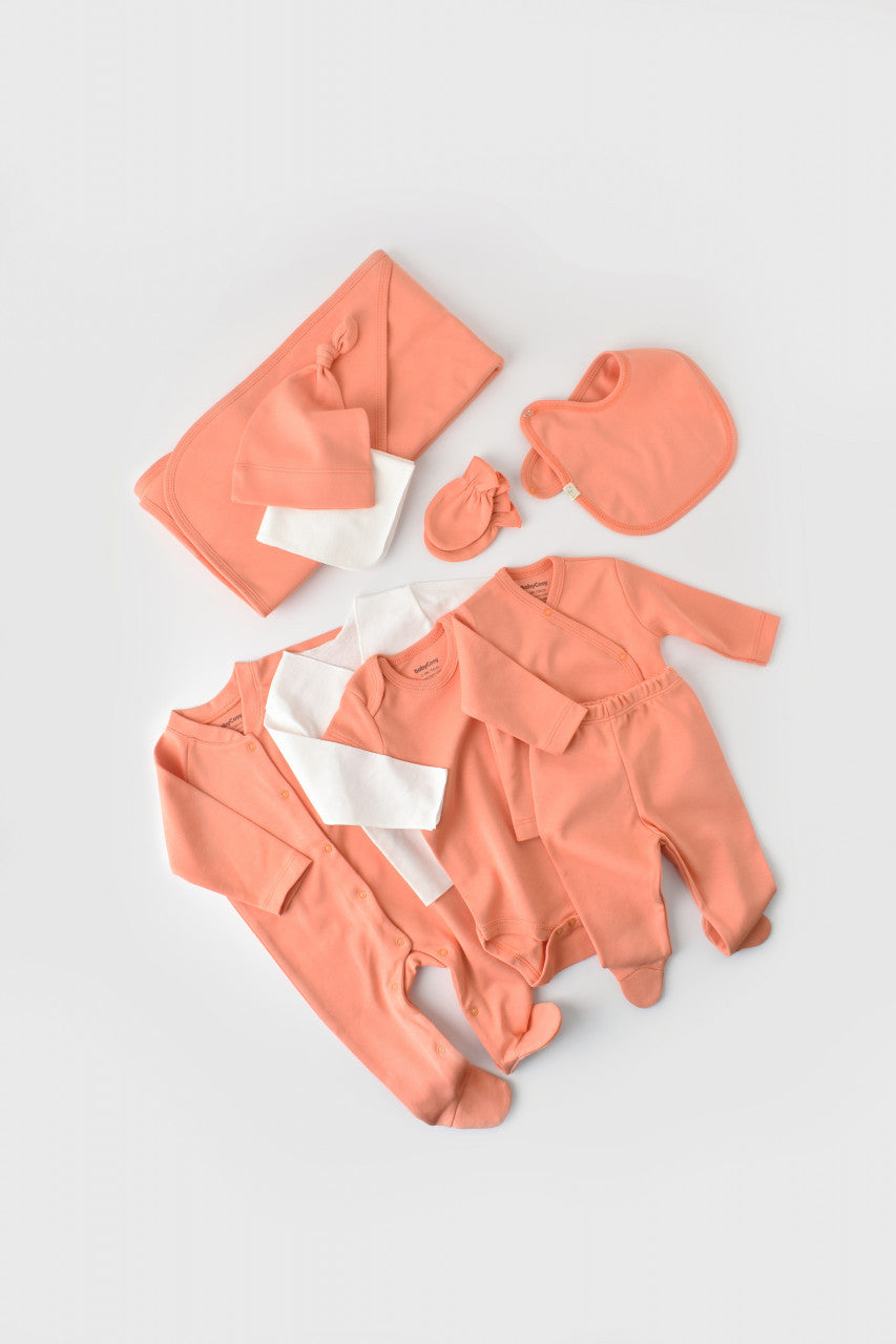 Set de 10 piese pentru nou nascut - 100% bumbac organic - Roz, Baby Cosy