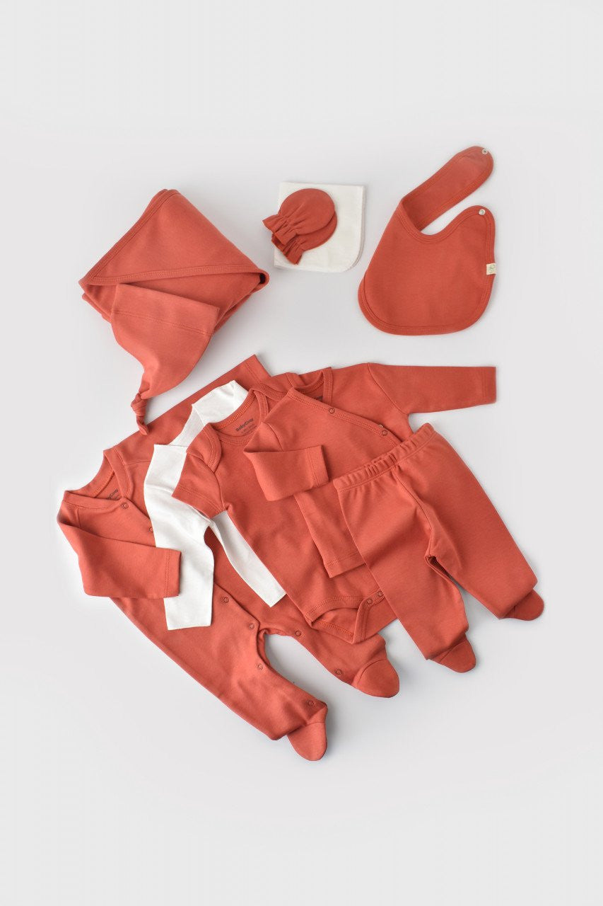 Set de 10 piese pentru nou nascut - 100% bumbac organic - Scortisoara, Baby Cosy