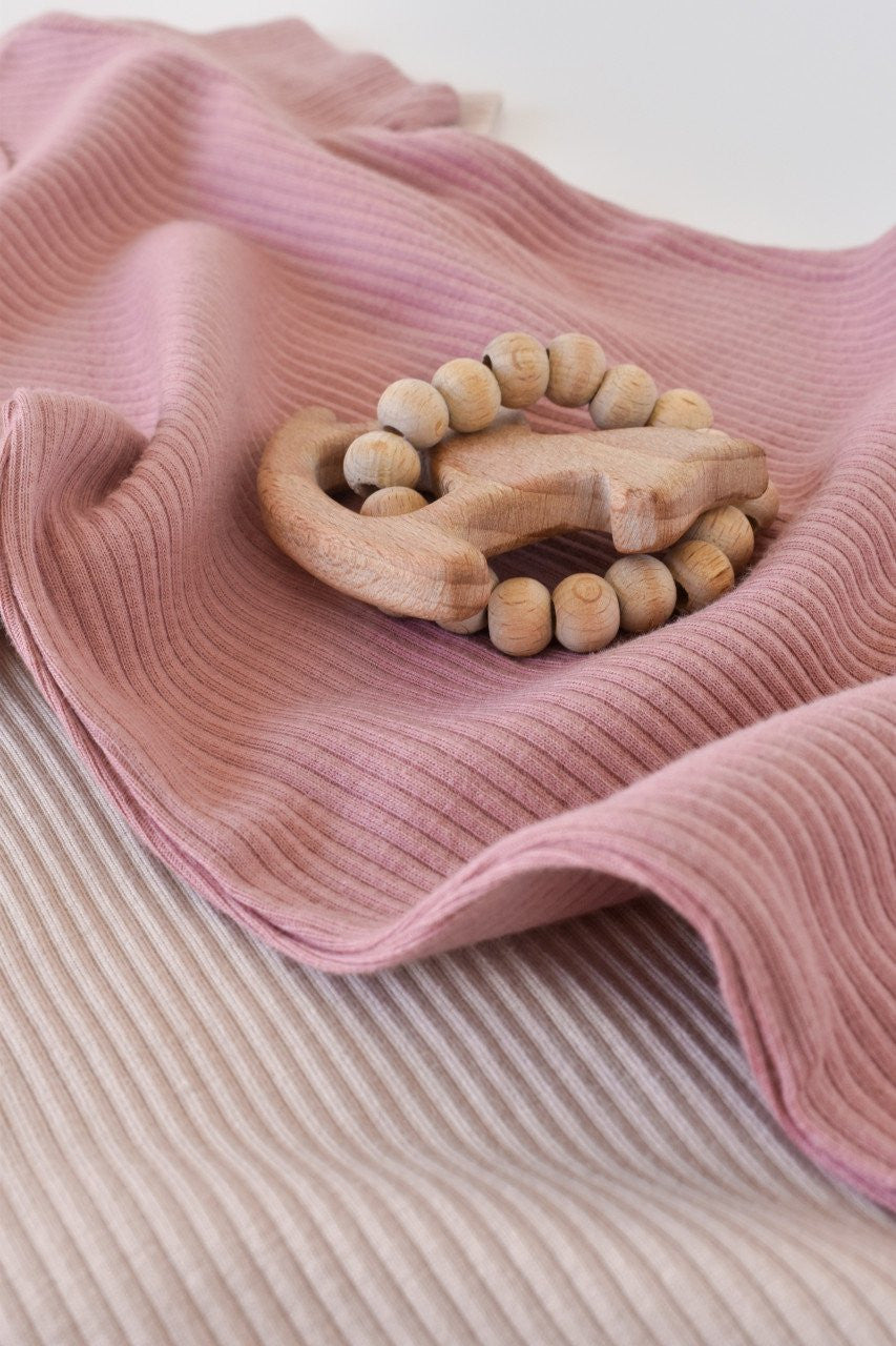 Set de 2 body-uri cu maneca scurta din bumbac organic si modal - Roz/Blush