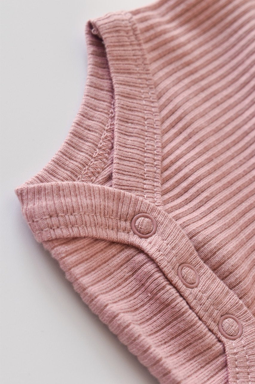 Set de 2 body-uri cu maneca scurta din bumbac organic si modal - Roz/Blush
