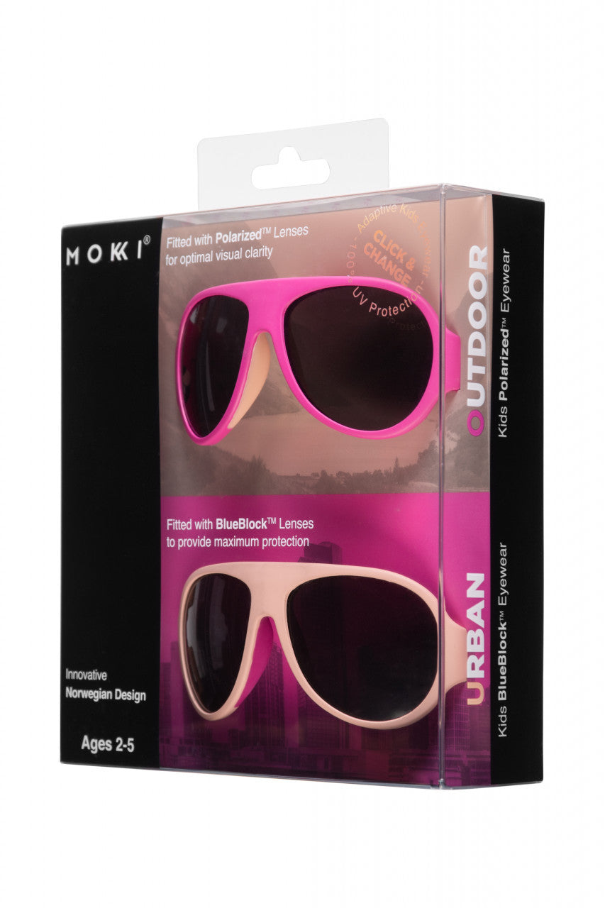 Set de 2 ochelari copii Click & Change, roz, 2-5 ani, Mokki