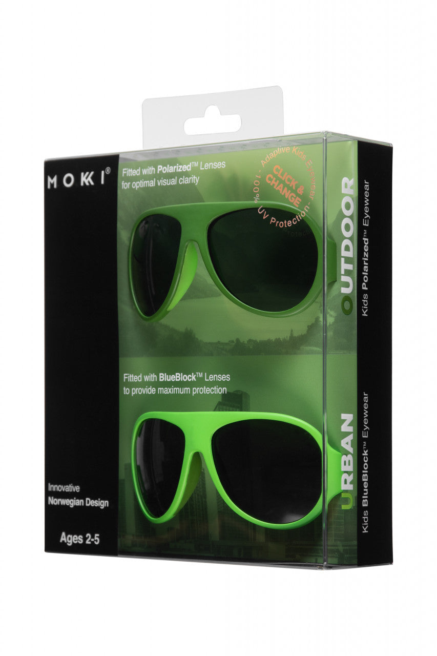 Set de 2 ochelari copii Click & Change, verde, 2-5 ani, Mokki