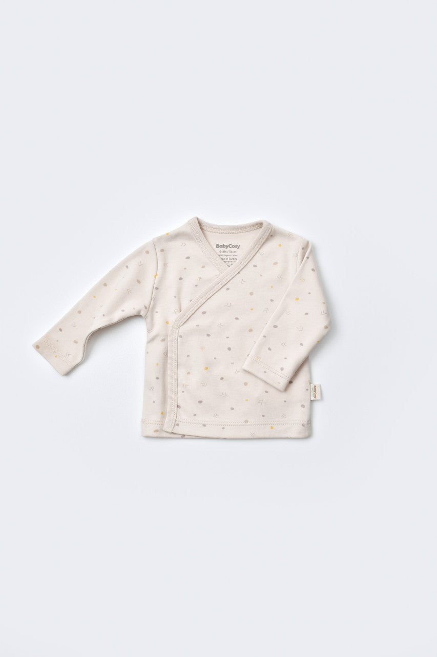 Set de 5 piese pentru nou nascut - 100% bumbac organic - Crem cu buline, Baby Cosy